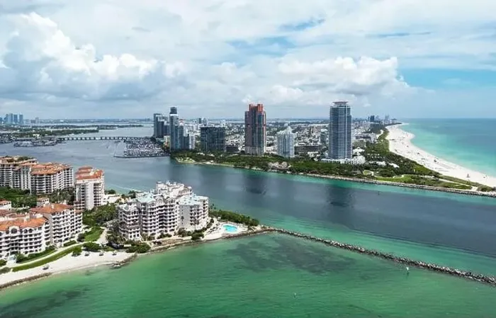 Framed Print : The skyline of Miami. Miami Beach aerial view Framed Print : The skyline of Miami. Miami Beach aerial view