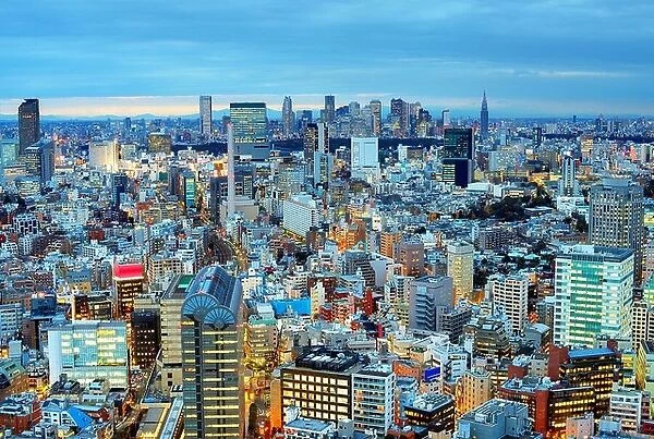 Skyline of Tokyo, Japan towards Shinjuku