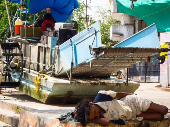 Framed Print : sleeping poor man - hindu bagger - old Udaipur Rajastan India