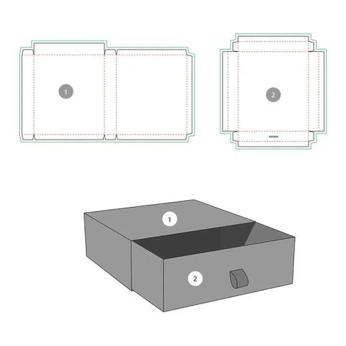 Framed Print : Sleeve box, drawer style box, blank packaging die line template Framed Print : Sleeve box, drawer style box, blank packaging die line template