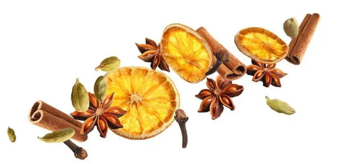 Framed Print : Slices of dried orange, aromatic anise stars, cinnamon, cloves and cardamom falling on white background. Banner design Framed Print : Slices of dried orange, aromatic anise stars, cinnamon, cloves and cardamom falling on white background. Banner design