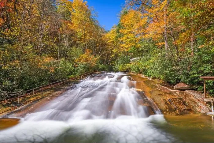 Framed Print : Sliding Rock Falls on Looking Glass Creek in Pisgah National Forest, North Carolina, USA in the autumn season Framed Print : Sliding Rock Falls on Looking Glass Creek in Pisgah National Forest, North Carolina, USA in the autumn season