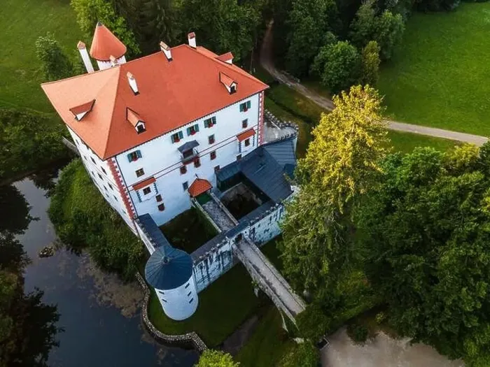 Framed Print : Slovenia Sneznik Castle (Grad Snežnik ) located in Loska Dolina. Aerial Drone View Framed Print : Slovenia Sneznik Castle (Grad Snežnik ) located in Loska Dolina. Aerial Drone View