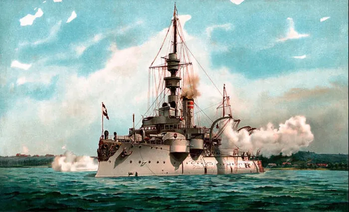 Framed Print : S.M. Kustenpanzerschiff Odin im Salut, German Battleship, circa 1902 Framed Print : S.M. Kustenpanzerschiff Odin im Salut, German Battleship, circa 1902