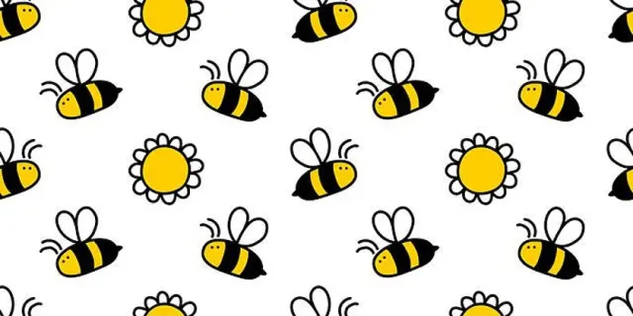 Framed Print : Small cute honey bee and flower hand drawn seamless background, vector drawing Framed Print : Small cute honey bee and flower hand drawn seamless background, vector drawing