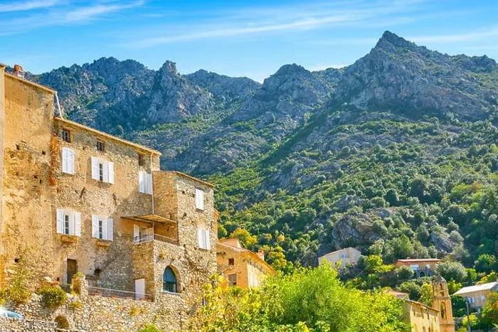 Framed Print : Small mountain village Lama, Balagne, West Coast, Corsica Island, Franc Framed Print : Small mountain village Lama, Balagne, West Coast, Corsica Island, Franc