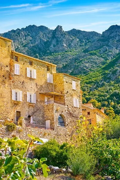 Framed Print : Small mountain village Lama, Balagne, West Coast, Corsica Island, Franc Framed Print : Small mountain village Lama, Balagne, West Coast, Corsica Island, Franc