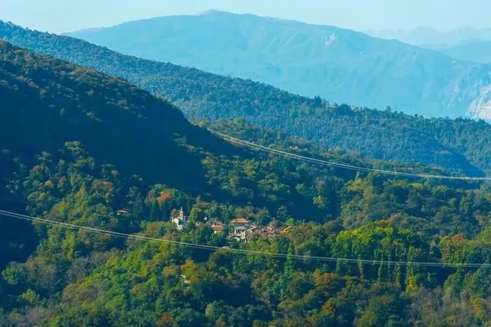 Framed Print : Small Mountain Village in Province of Varese in a Sunny Summer Day in Lombardy, Italy Framed Print : Small Mountain Village in Province of Varese in a Sunny Summer Day in Lombardy, Italy