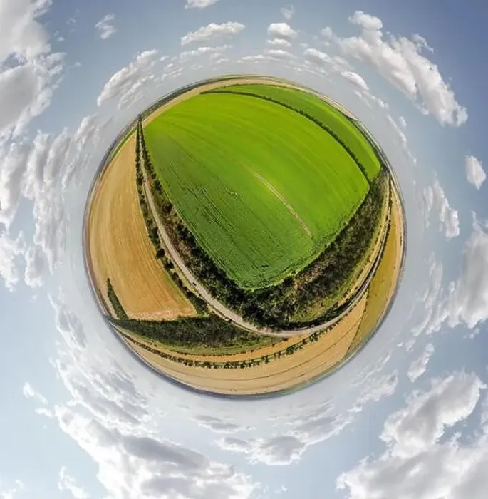 Framed Print : Small planet with a view of a bridge Framed Print : Small planet with a view of a bridge