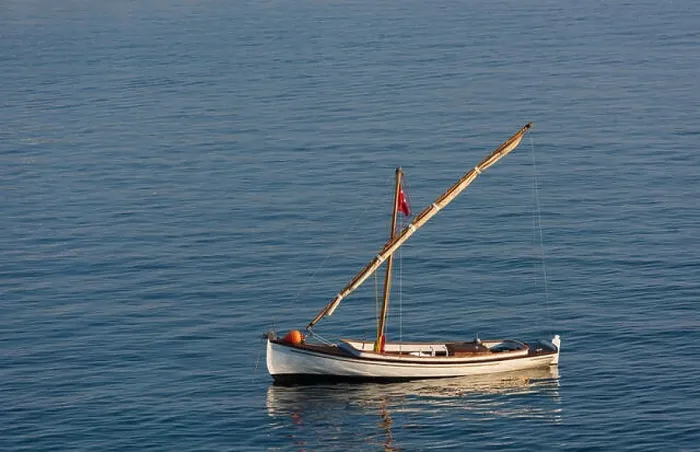 Framed Print : A small sailing boat in the Aegean Sea Framed Print : A small sailing boat in the Aegean Sea