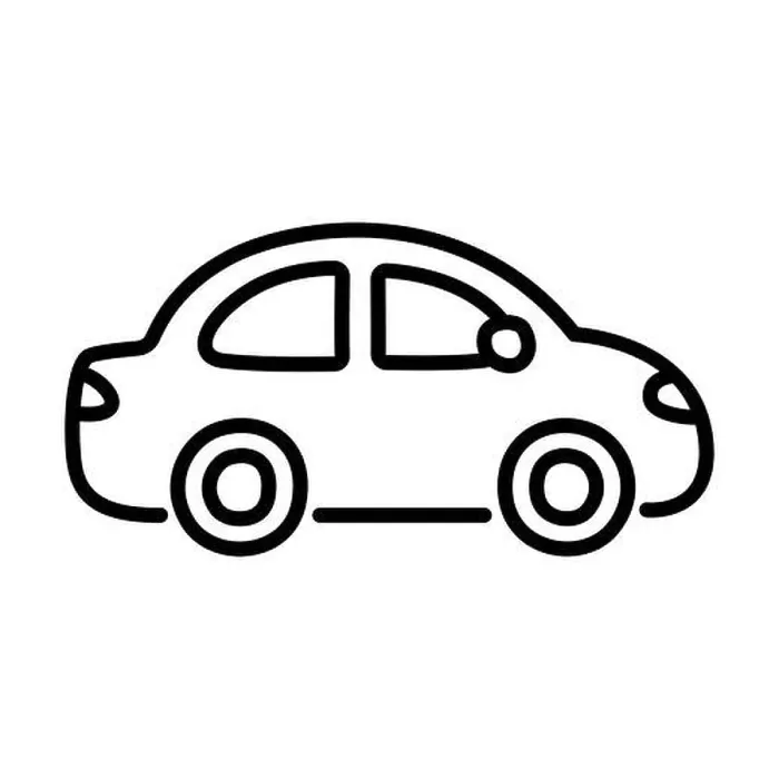 Framed Print : Small sedan city car line icon in cute cartoon hand drawn doodle style. Vector clip art illustration