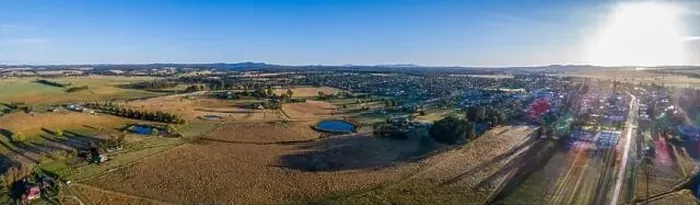 Framed Print : Small town Orbost and grazelands at sunset - wide aerial panorama Framed Print : Small town Orbost and grazelands at sunset - wide aerial panorama