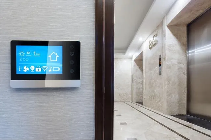 Framed Print : smart screen with smart home with elevator hall Framed Print : smart screen with smart home with elevator hall