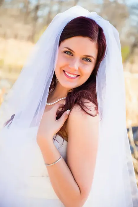 Framed Print : Smiling bride with veil portrait Framed Print : Smiling bride with veil portrait