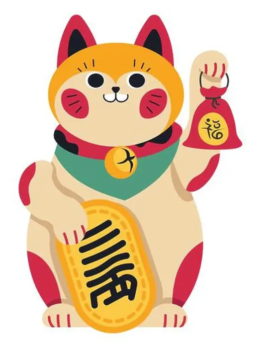 Framed Print : Smiling cat with waving paw, japanese or chinese symbol of luck Framed Print : Smiling cat with waving paw, japanese or chinese symbol of luck