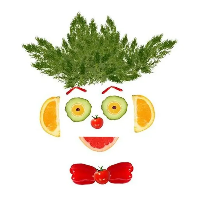Framed Print : Smiling man portrait made of vegetables and fruits Framed Print : Smiling man portrait made of vegetables and fruits