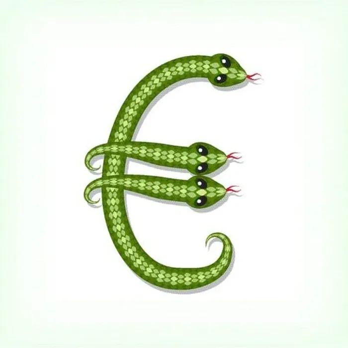 Framed Print : Snake font. Euro symbol Framed Print : Snake font. Euro symbol