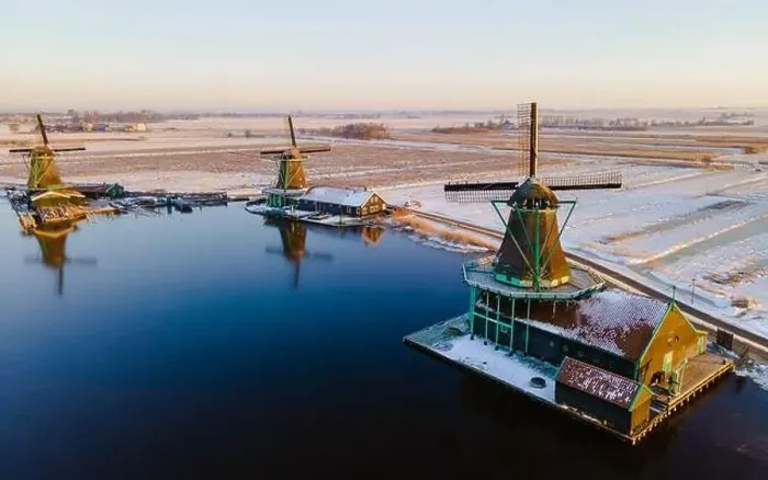 Framed Print : Snow at the Zaanse Schans windmill village during winter with snow landscape in the Netherlands Holland village in Framed Print : Snow at the Zaanse Schans windmill village during winter with snow landscape in the Netherlands Holland village in
