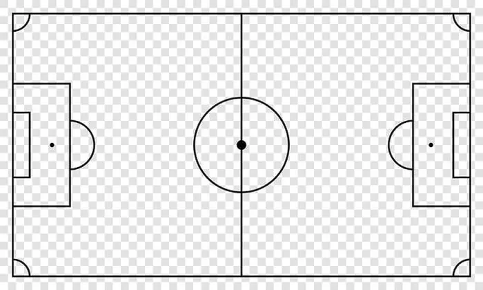 Framed Print : Soccer field line football pitch. Black outline court and stadium on transparent background