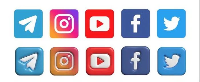 Framed Print : Social media logo set. Social media 3d icons. 3D vector. Telegram logo. Youtube logo