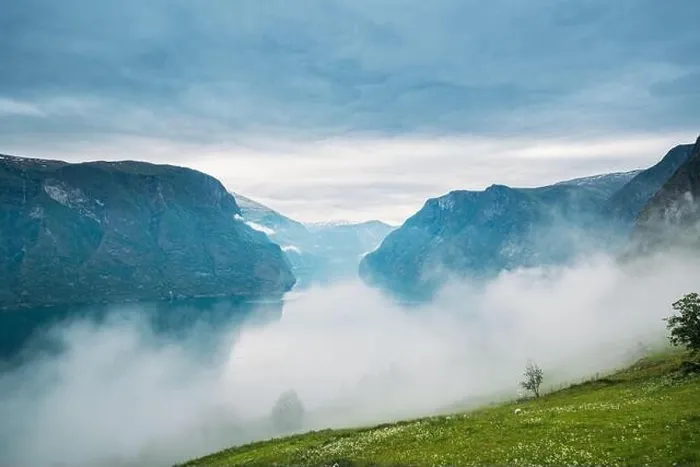 Framed Print : Sogn And Fjordane Fjord, Norway. Amazing Fjord Sogn Og Fjordane In Fog Clouds. Summer Scenic View Of Famous Natural Attraction Landmark And Popular De Framed Print : Sogn And Fjordane Fjord, Norway. Amazing Fjord Sogn Og Fjordane In Fog Clouds. Summer Scenic View Of Famous Natural Attraction Landmark And Popular De