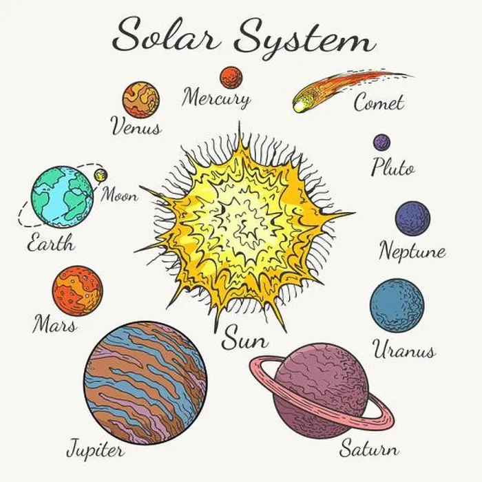Framed Print : Solar system color sketch. Sun and earth, comet and planets hand drawn vector illustration, doodle education elements Framed Print : Solar system color sketch. Sun and earth, comet and planets hand drawn vector illustration, doodle education elements
