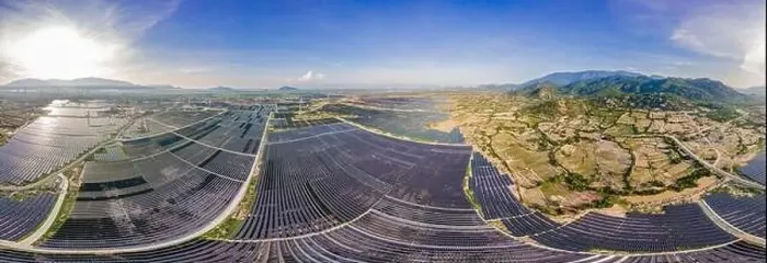 Framed Print : solar energy panels and wind turbine. Drone view Framed Print : solar energy panels and wind turbine. Drone view