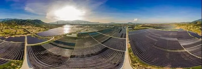 Framed Print : solar energy panels and wind turbine. Drone view Framed Print : solar energy panels and wind turbine. Drone view