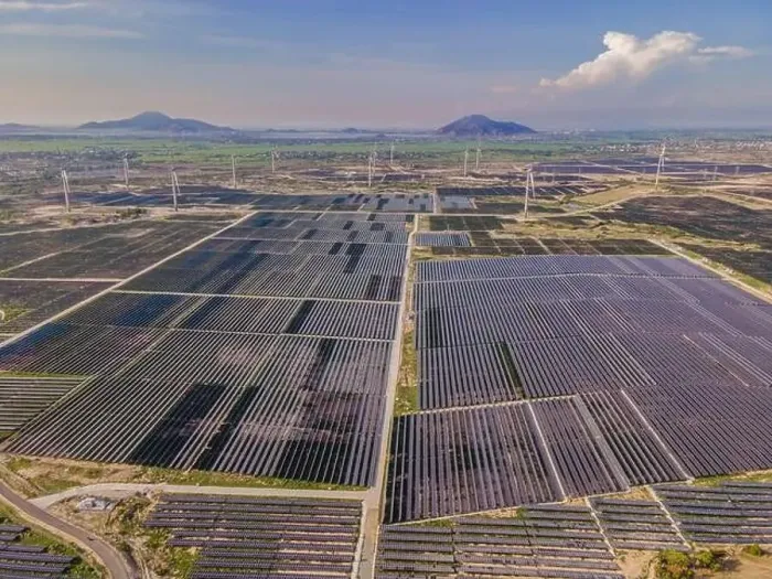 Framed Print : solar energy panels and wind turbine. Drone view Framed Print : solar energy panels and wind turbine. Drone view