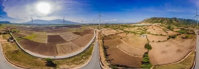 Framed Print : solar energy panels and wind turbine. Drone view Framed Print : solar energy panels and wind turbine. Drone view