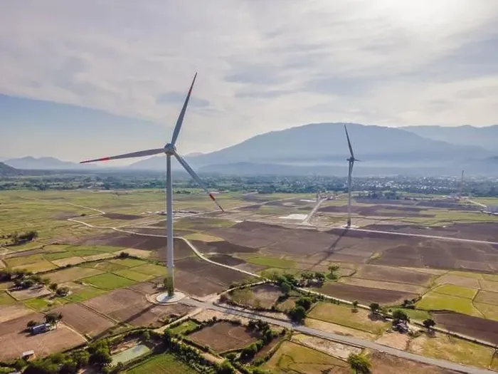 Framed Print : solar energy panels and wind turbine. Drone view Framed Print : solar energy panels and wind turbine. Drone view
