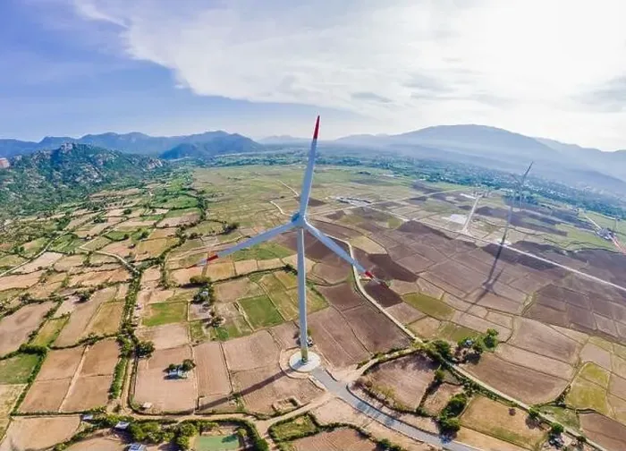 Framed Print : solar energy panels and wind turbine. Drone view Framed Print : solar energy panels and wind turbine. Drone view