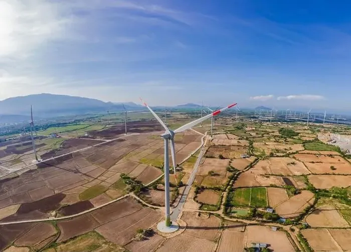 Framed Print : solar energy panels and wind turbine. Drone view Framed Print : solar energy panels and wind turbine. Drone view