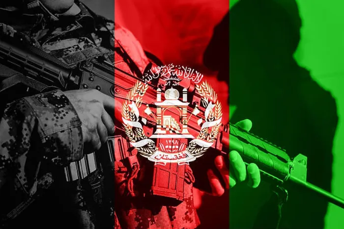 Framed Print : Soldier with machine gun with national flag of Afghanistan Framed Print : Soldier with machine gun with national flag of Afghanistan