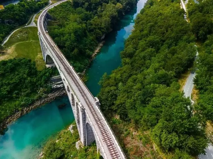 Framed Print : Solkan Bridge in Slovenia over River Soca. World Largest Stone Rail Bridge Framed Print : Solkan Bridge in Slovenia over River Soca. World Largest Stone Rail Bridge