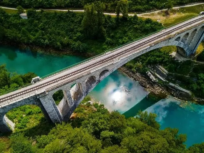 Framed Print : Solkan Bridge in Slovenia. World Largest Rail Arch Stone Bridge in the World Framed Print : Solkan Bridge in Slovenia. World Largest Rail Arch Stone Bridge in the World