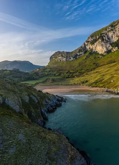 Framed Print : Sonabia beach in Cantabrian sea, Spain - drone aerial Framed Print : Sonabia beach in Cantabrian sea, Spain - drone aerial