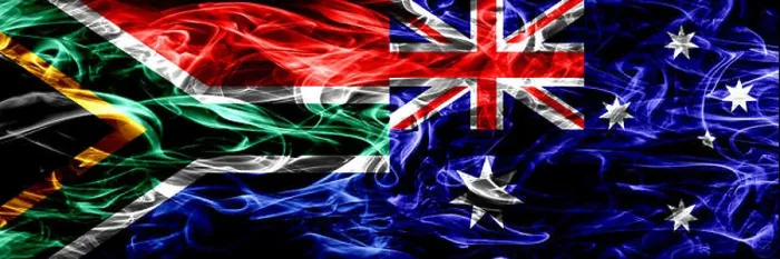 Framed Print : South Africa vs Australia, Australian smoke flags placed side by side. Concept and idea flags mix Framed Print : South Africa vs Australia, Australian smoke flags placed side by side. Concept and idea flags mix