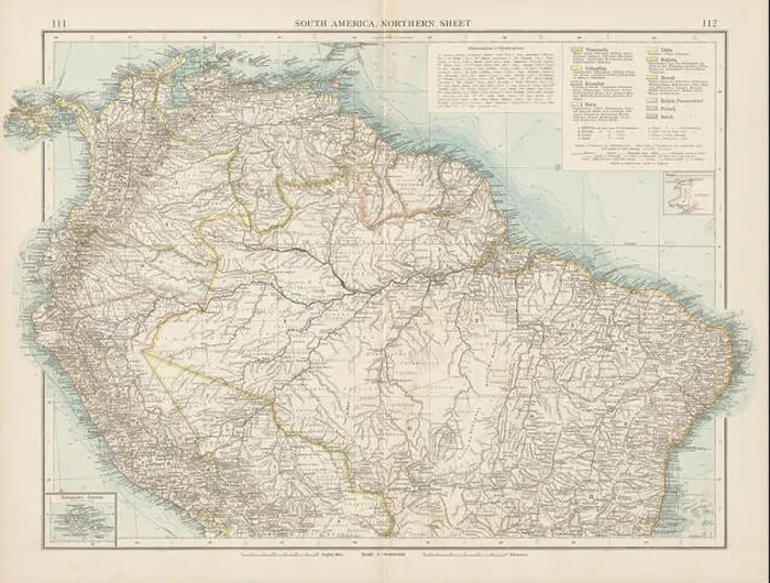 Framed Print : South America, North. Amazonia Brazil Venezuela Colombia Ecuador TIMES 1900 map Framed Print : South America, North. Amazonia Brazil Venezuela Colombia Ecuador TIMES 1900 map