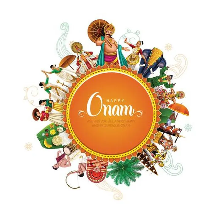 Framed Print : south Indian Kerala festival happy onam greetings background. editable vector illustration design Framed Print : south Indian Kerala festival happy onam greetings background. editable vector illustration design