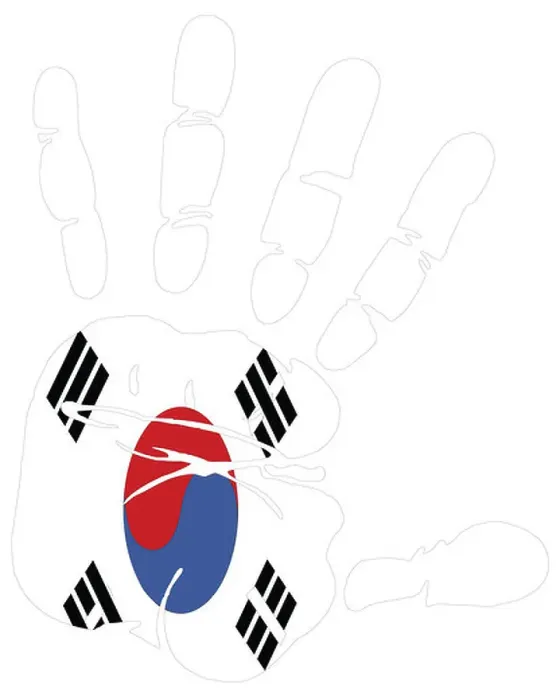 Framed Print : south korea flag handprint