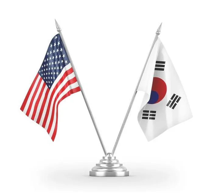 Framed Print : South Korea and United States table flags isolated on white 3D rendering Framed Print : South Korea and United States table flags isolated on white 3D rendering