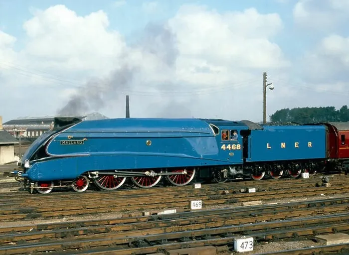 Framed Print : South Yorkshire Pullman. No.4468 Mallard runs forward at York prior to backing onto its train. 4th October 1986 Framed Print : South Yorkshire Pullman. No.4468 Mallard runs forward at York prior to backing onto its train. 4th October 1986