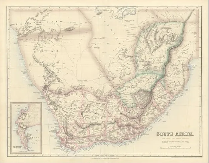 Framed Print : Southern Africa. Cape Town. Bechuanaland Gt Namaqua Land. SWANSTON 1860 map Framed Print : Southern Africa. Cape Town. Bechuanaland Gt Namaqua Land. SWANSTON 1860 map