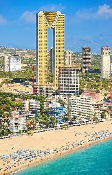 Spain - Benidorm modern architecture and resort beach