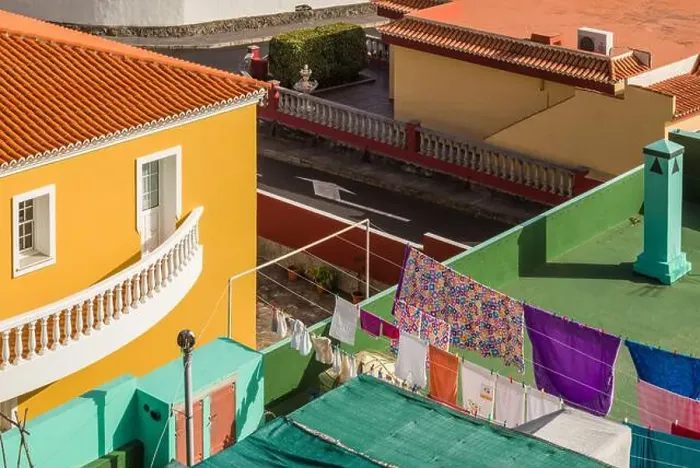 Framed Print : Spain, Canary Islands, La Palma Island, Fuencaliente de la Palma, rooftop laundry Framed Print : Spain, Canary Islands, La Palma Island, Fuencaliente de la Palma, rooftop laundry