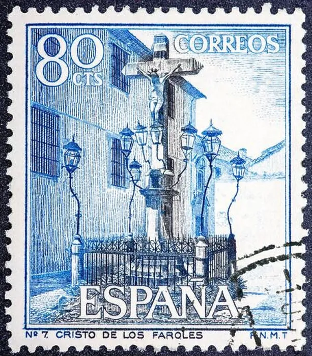 Framed Print : SPAIN - CIRCA 1964: A stamp printed in Spain shows Christ of the Lanterns, Cordoba, circa 1964 Framed Print : SPAIN - CIRCA 1964: A stamp printed in Spain shows Christ of the Lanterns, Cordoba, circa 1964