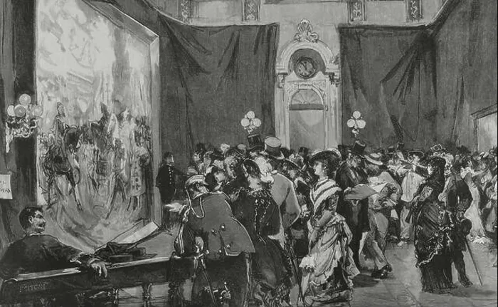 Framed Print : Spain, Madrid. Exhibition of the painting by the Spanish painter Francisco Pradilla (1848-1921) Framed Print : Spain, Madrid. Exhibition of the painting by the Spanish painter Francisco Pradilla (1848-1921)
