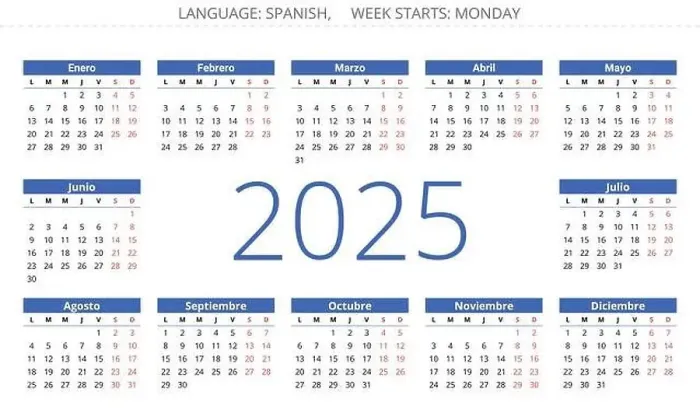 Framed Print : Spanish 2025 year month calendar. Printable vector illustration for Spain Framed Print : Spanish 2025 year month calendar. Printable vector illustration for Spain
