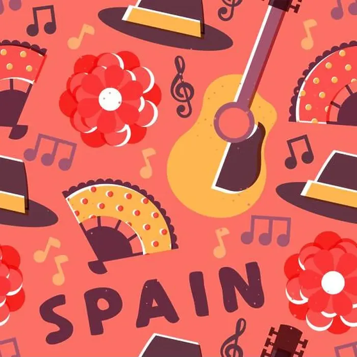 Framed Print : Spanish culture seamless pattern illustration Framed Print : Spanish culture seamless pattern illustration